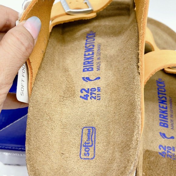 Worn -Birkenstock AZ Soft Footbed Apricot Leather 42 W 11-11.5/M US 9-9.5. - Picture 5 of 9